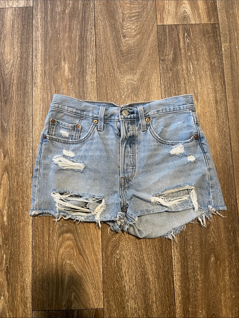 Levi’s 501 size 27 Light Blue Distressed Women's Denim Shorts